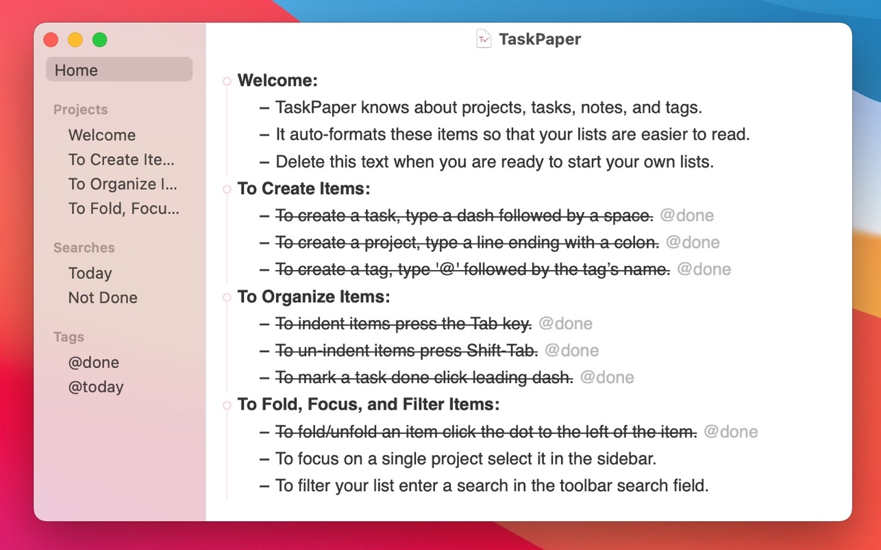 TaskPaper Mac截图