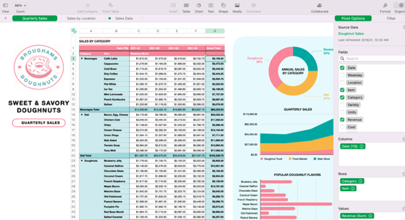 Numbers excel Mac截图