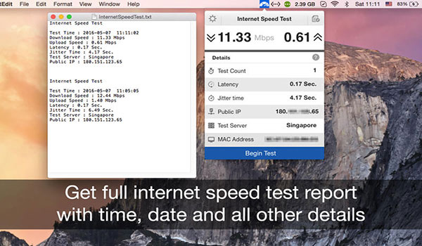 互联网速度测试Mac截图