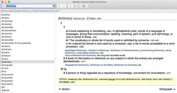 Shorter Oxford English Dictionary Mac截图