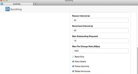 Syncthing Mac截图