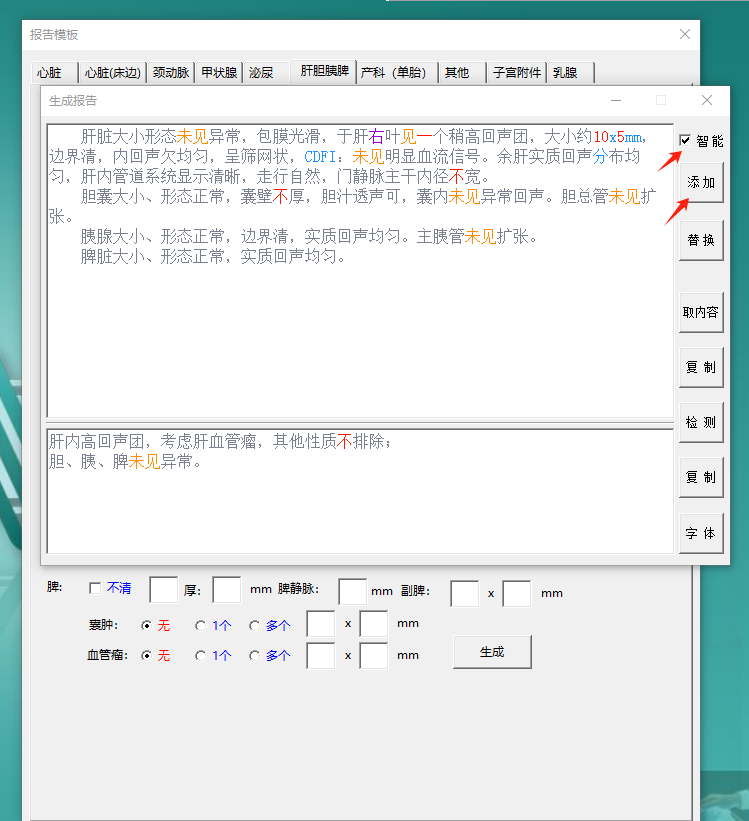 超声报告生成软件截图