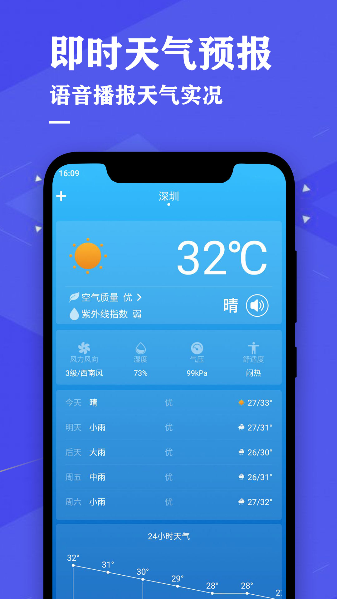 即时天气预报截图