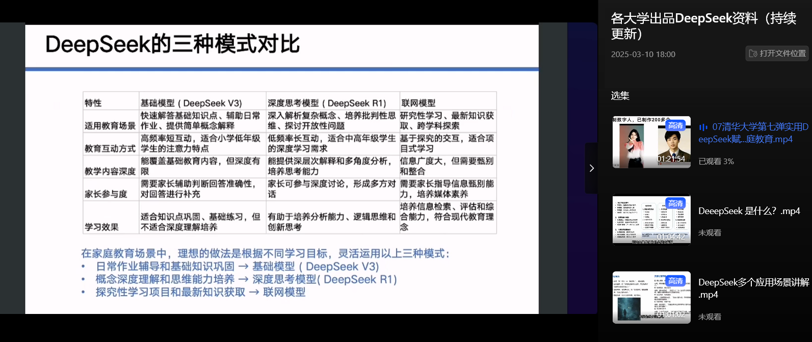 清华大学DeepSeek第七弹使用DeepSeek赋能家庭教育和直播讲解视频 送1-6弹和直播讲解视频共计 2.2GB